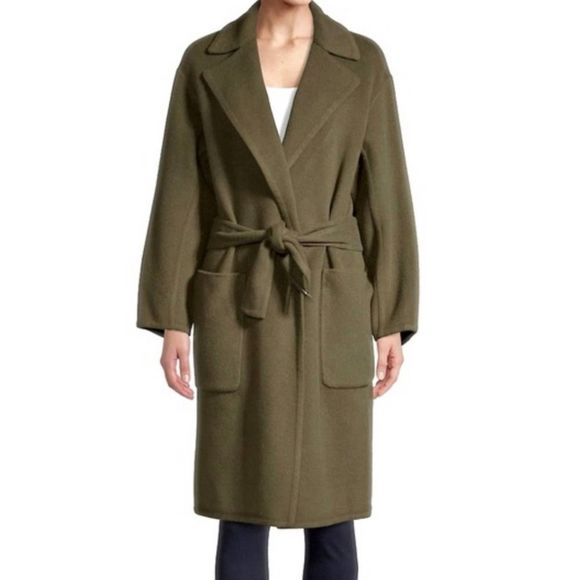 Vince Patch Pocket Wool-Blend Coat Pine Olive Size large - Picture 2 of 15